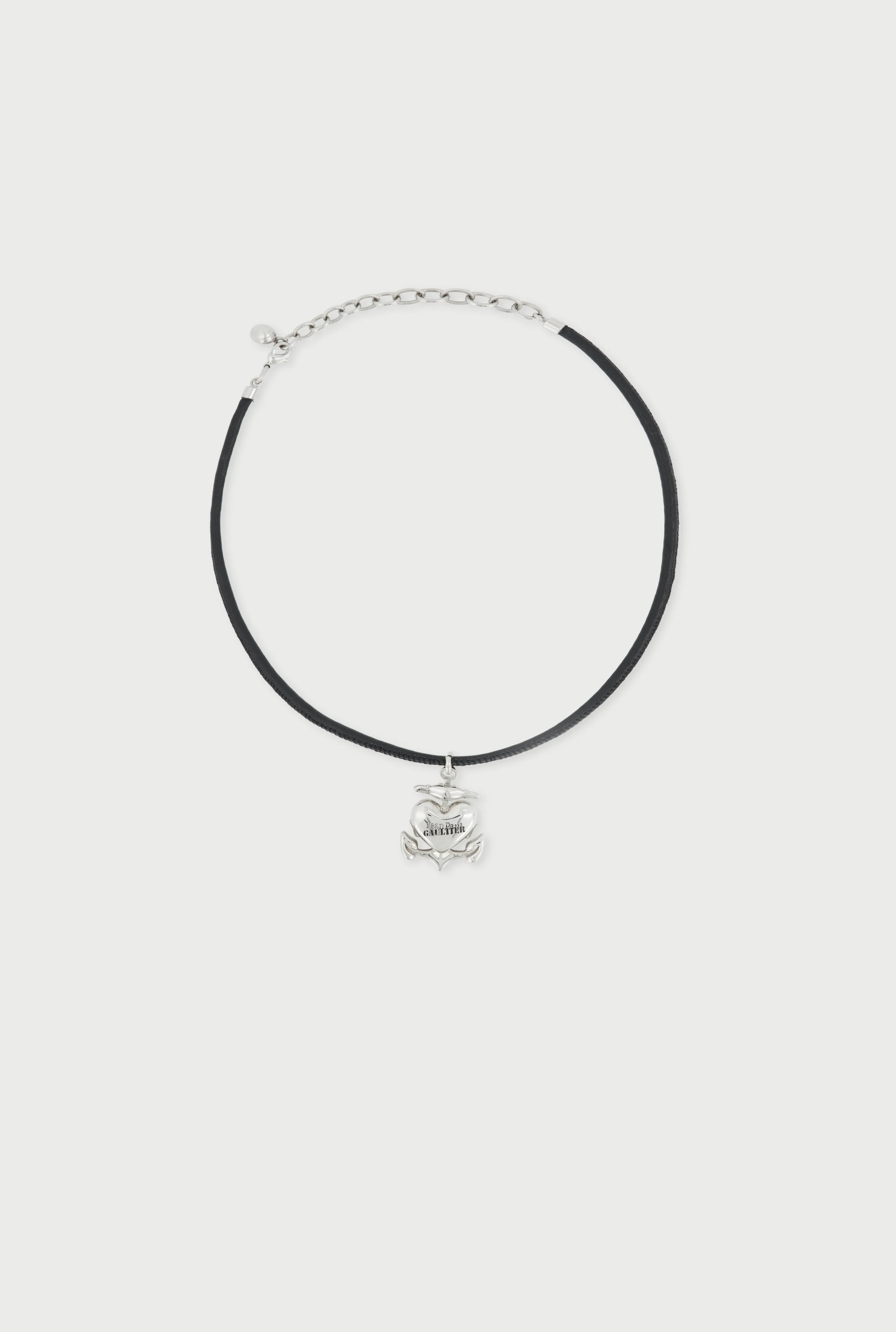 Jean Paul The Gaultier Heart Anchor Necklace Black/Silver Sale